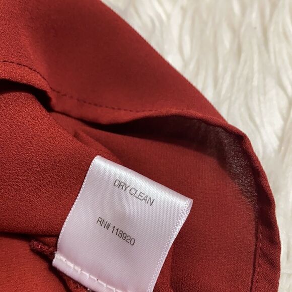 Jieru Top Womens size Small Chiffon long sleeve front Tie Blouse Maroon Preppy - Picture 10 of 10